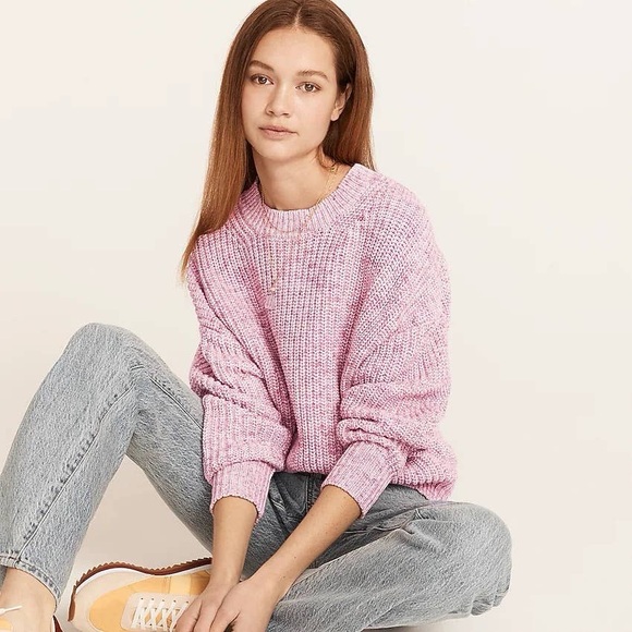 J. Crew Sweaters - J.Crew Marled Cotton Blend Crewneck Sweater Raspberry Pink Size Large